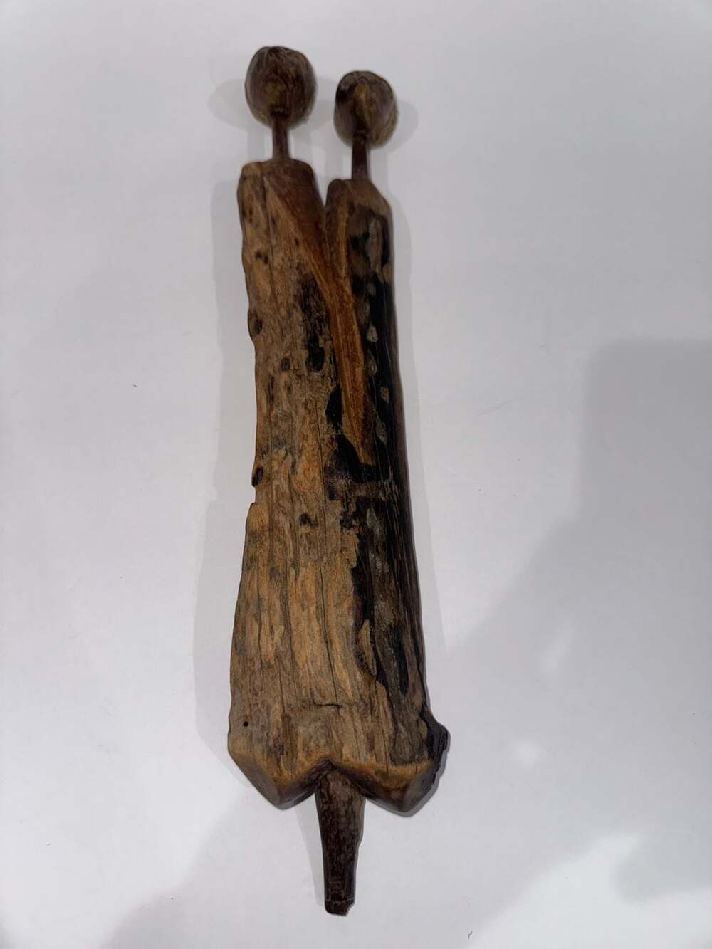 Hand-Carved African Folk Art Wooden Couple Sculpture